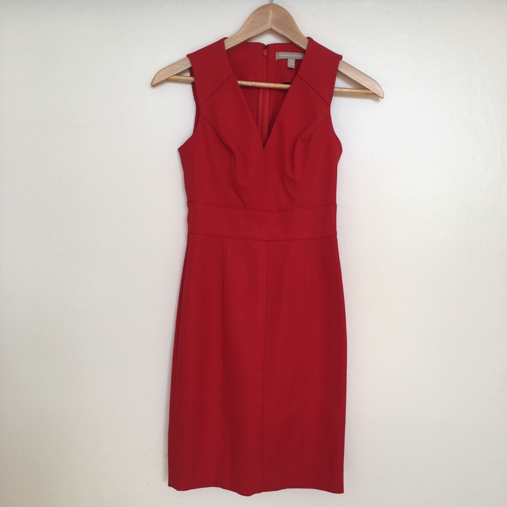Banana Republic Red Sleeveless Sheath Dress 00p